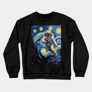 astronaut floating in the space based on van gogh paint Crewneck Sweatshirt